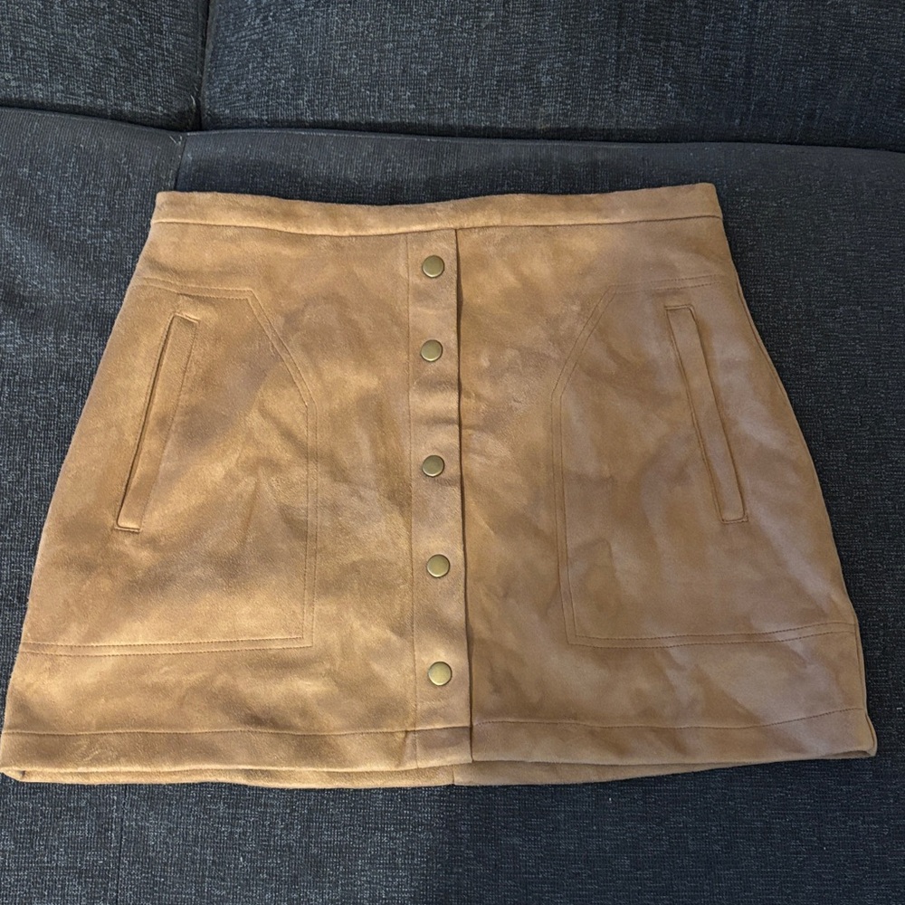 HYFVE Camel Button-Front Mini Skirt